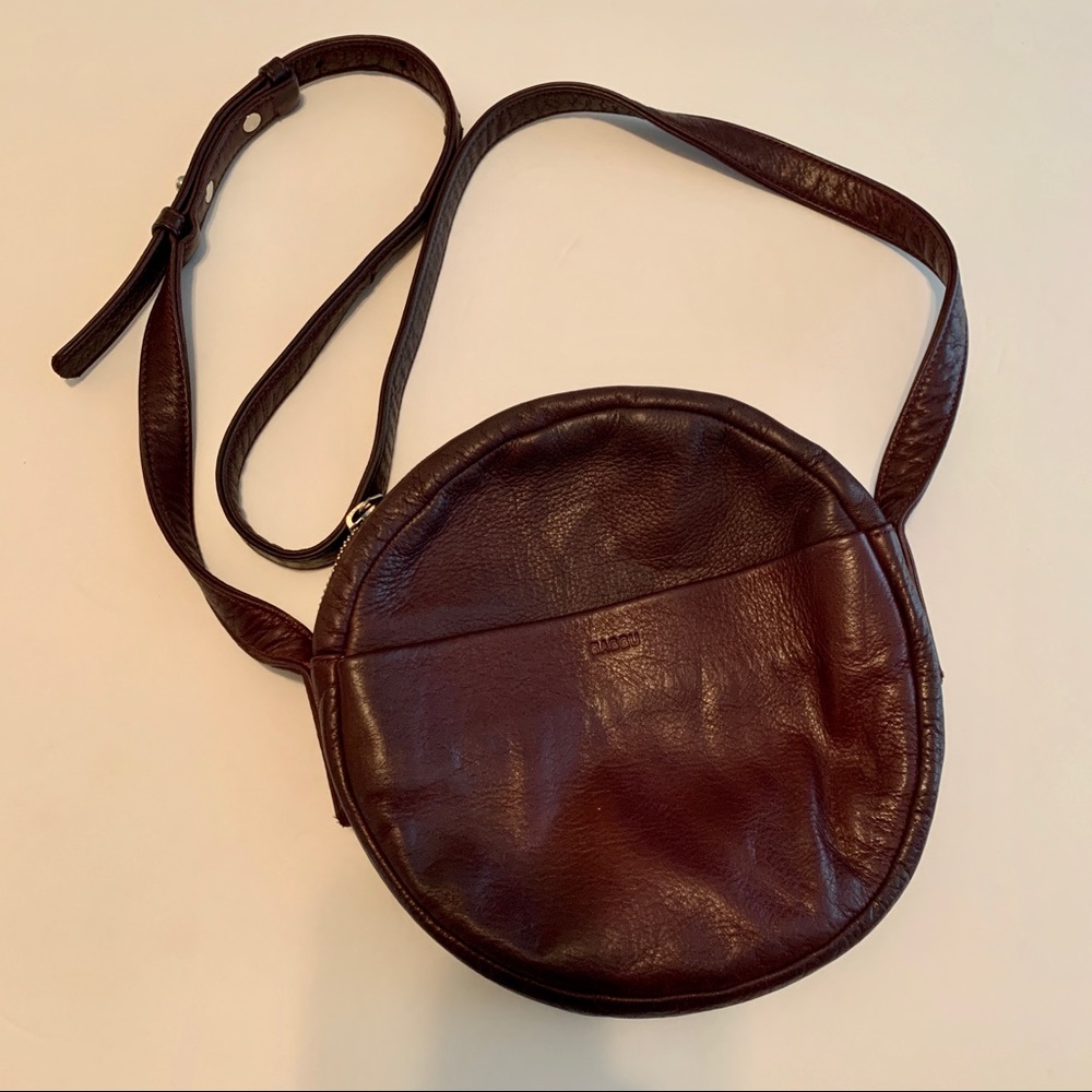 Baggu Leather Circle Purse in Deep Eggplant